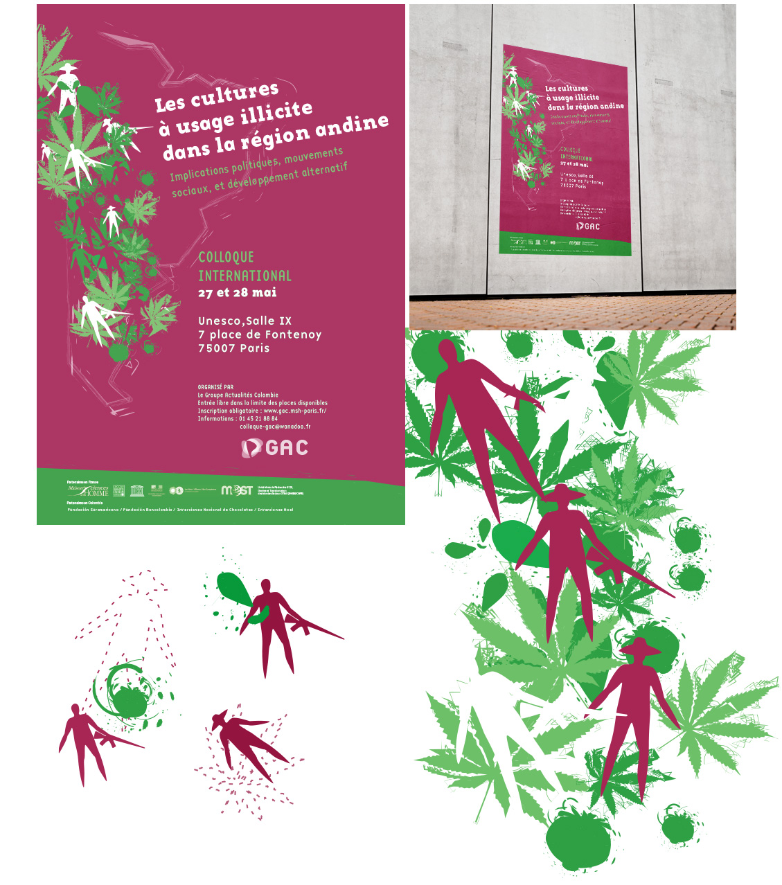 Affiche colloque international cultures illicites région andine - illustration graphique GAC Colombie