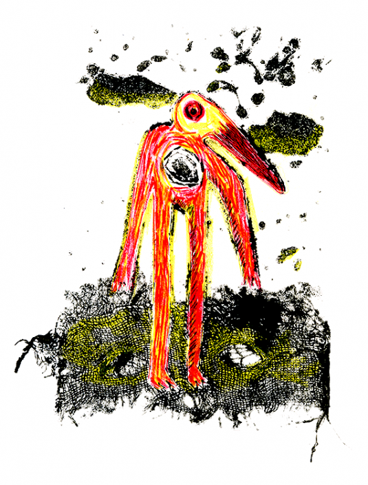Estampe / collagraphie - carborundum -crayon couleur Estampe / collagraphie et carborandum